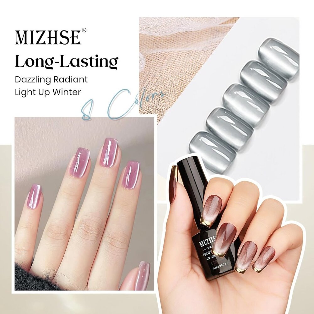 Cat Eye Gel Nail Polish, 8 Colors Moonlight Magnetic Gel Polish Set With Magnet View 5
